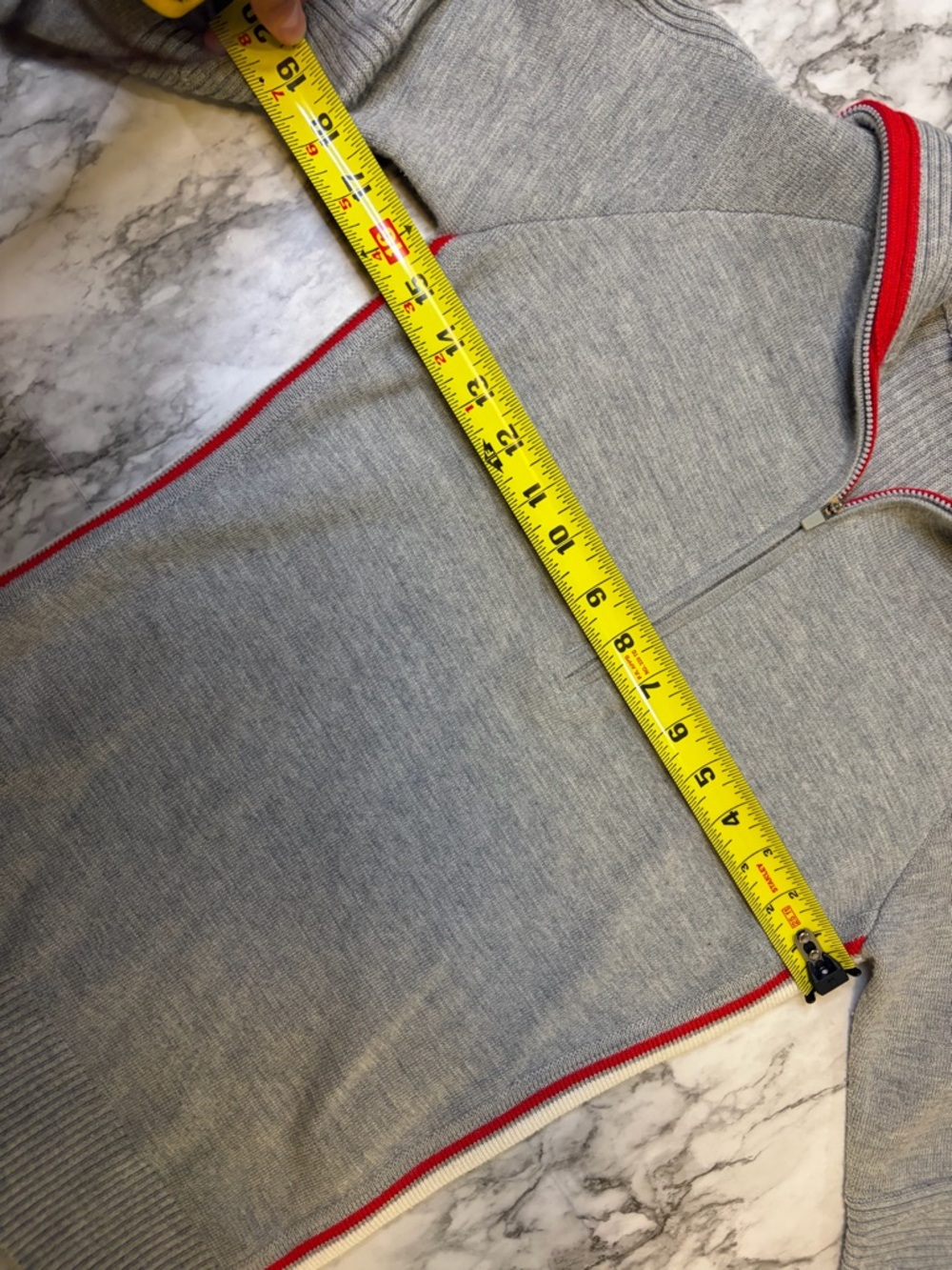 Athleta Light Gray Half-Zip Pullover Sweater with Red Trim blended wool size S - Picture 4 of 8